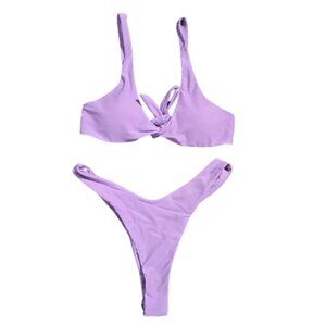 NWOT | Lavender 2-Piece Bikini Set | Front Knot Detail | High Cut | Medium